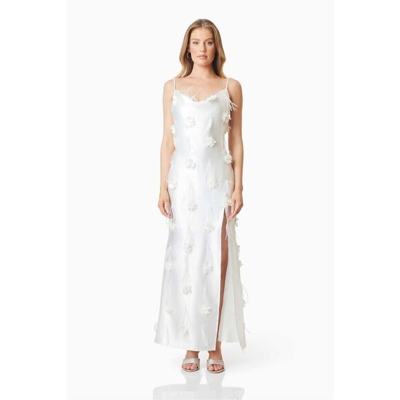 Elliatt Lunaria Satin Maxi Dress White Vacation wedding Gala Dress  Sz S NWT$605 - Picture 2 of 8
